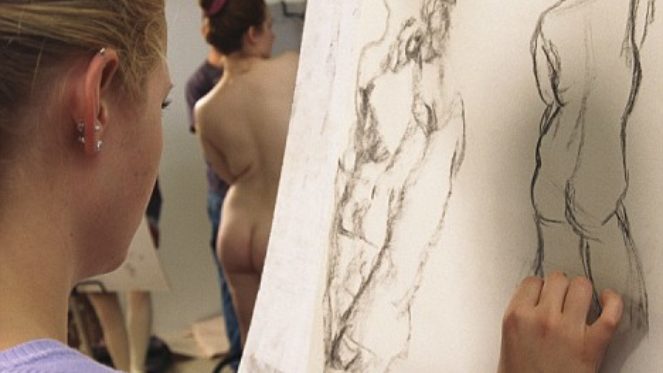 Woman Drawing Nude Figure