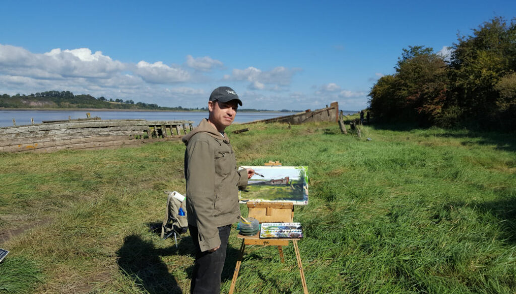 Warren at work landscape painting