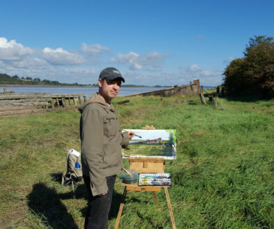 Warren at work landscape painting