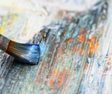 a close up of a paint brush on canvas