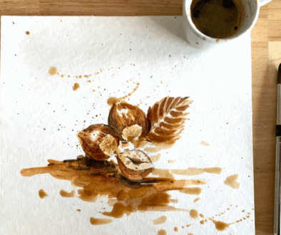 Still art painted with coffee
